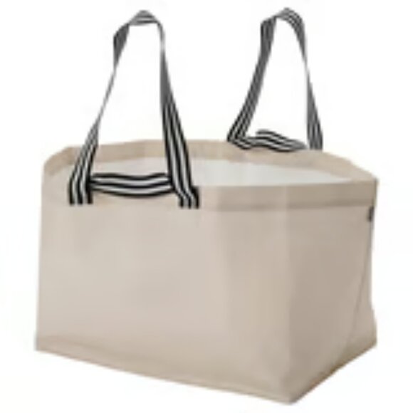 Set of 2 IKEA GÖRSNYGG Large Shopping Bags Light Beige w/ Striped Handles-NWT - Picture 2 of 5